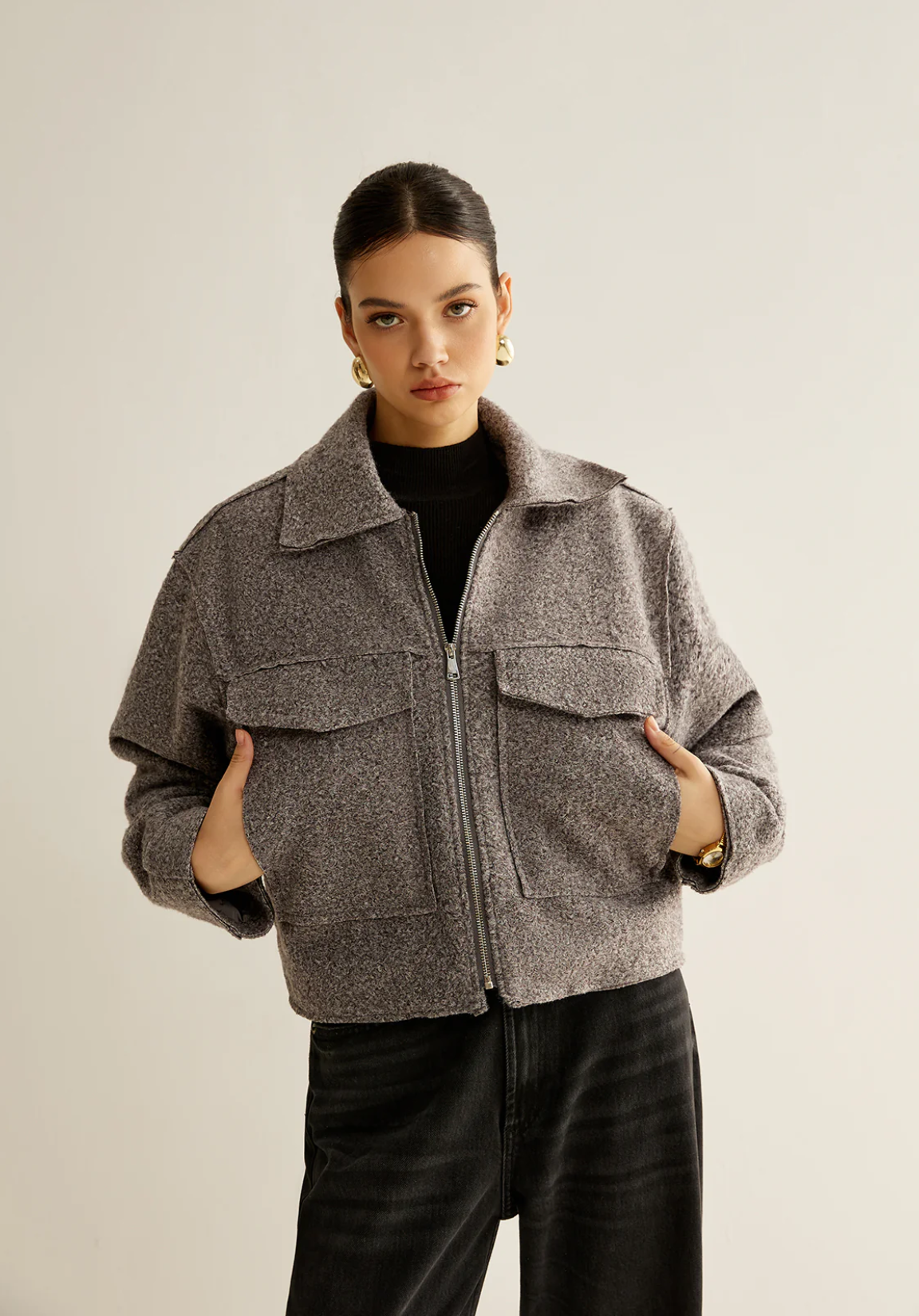 Retro Reißverschluss Kurze Jacke